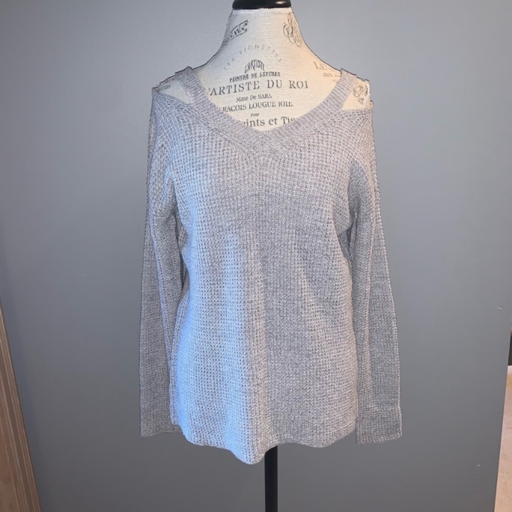 Cold-Shoulder Grey Sweater Size Small